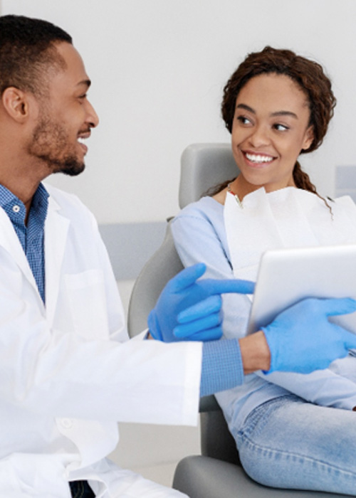 Woman smiling at the dentist